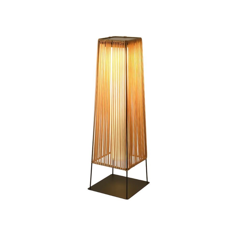 Outdoor Solar Post Light | Plastic Rattan | Black & Yellow