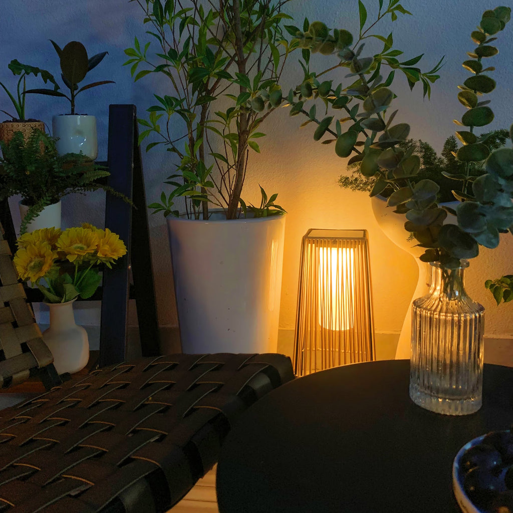 Outdoor Solar Post Light | Plastic Rattan | Black & Yellow