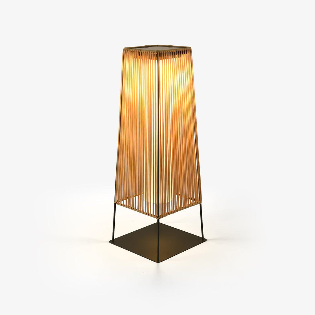 Outdoor Solar Post Light | Plastic Rattan | Black & Yellow