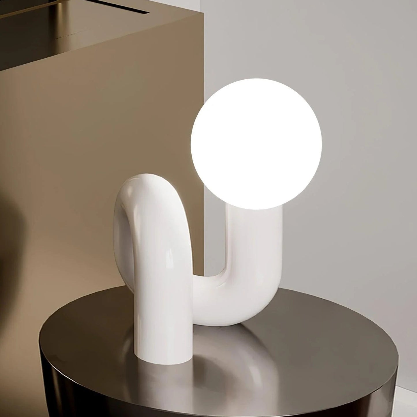 N Shape Table Lamp | Resin & Glass | Pink, Blue, White, Dark Red