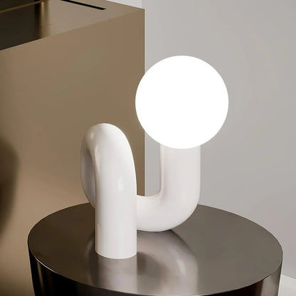 N Shape Table Lamp | Resin & Glass | Pink, Blue, White, Dark Red
