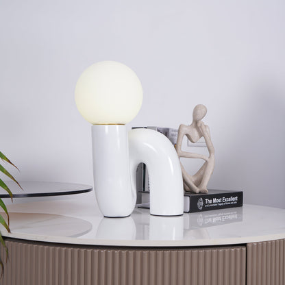N Shape Table Lamp | Resin & Glass | Pink, Blue, White, Dark Red