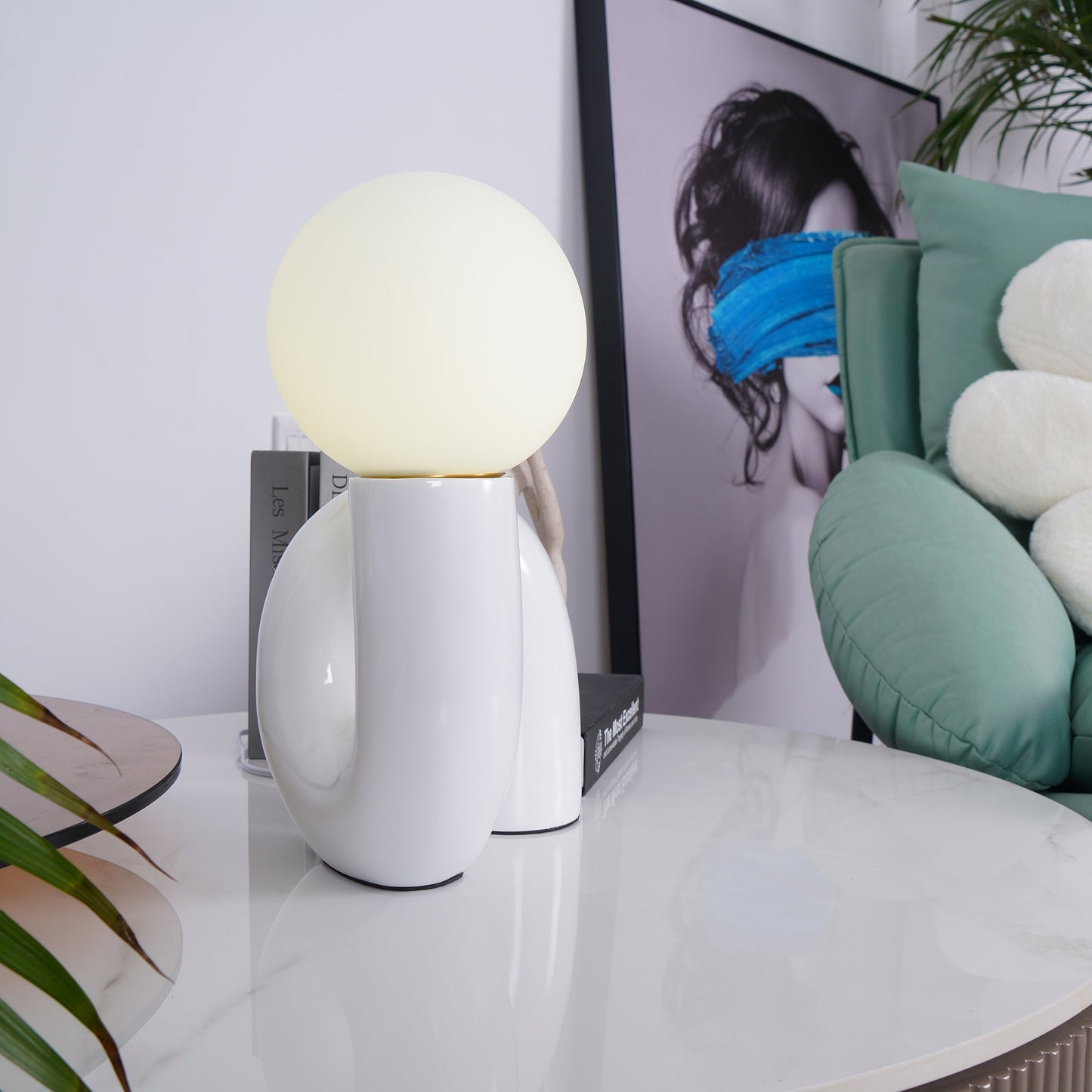 N Shape Table Lamp | Resin & Glass | Pink, Blue, White, Dark Red