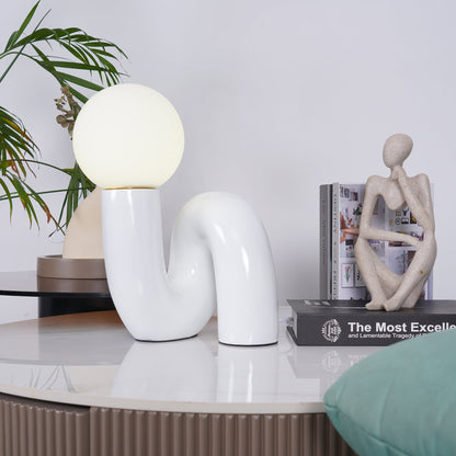 N Shape Table Lamp | Resin & Glass | Pink, Blue, White, Dark Red