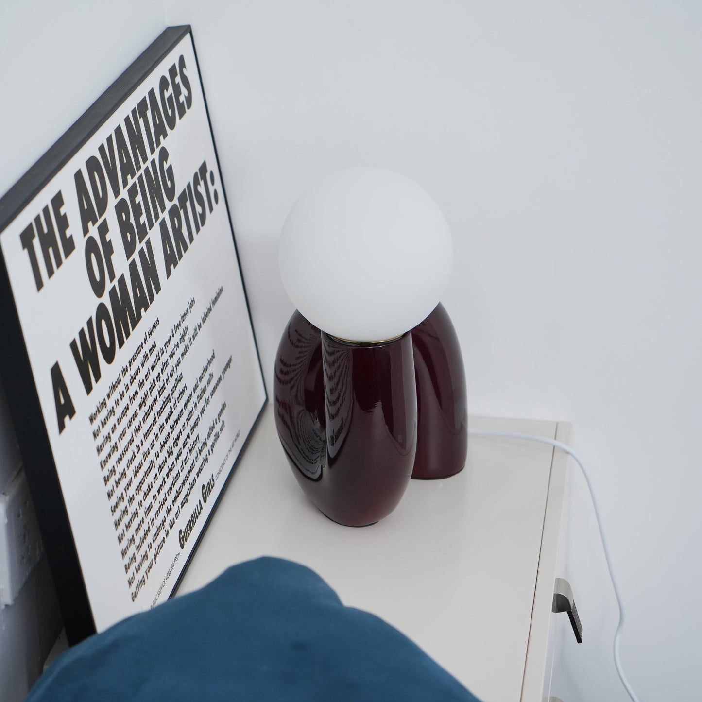 N Shape Table Lamp | Resin & Glass | Pink, Blue, White, Dark Red