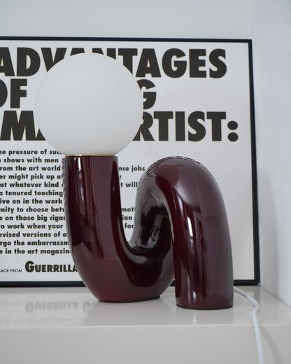N Shape Table Lamp | Resin & Glass | Pink, Blue, White, Dark Red