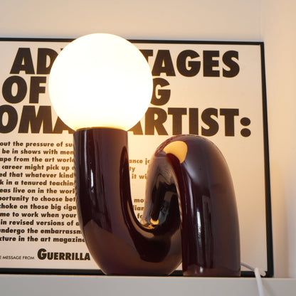 N Shape Table Lamp | Resin & Glass | Pink, Blue, White, Dark Red