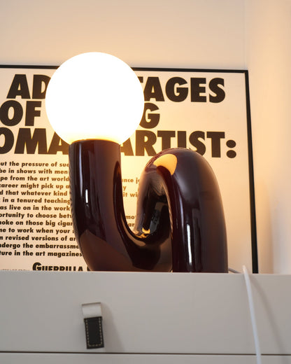N Shape Table Lamp | Resin & Glass | Pink, Blue, White, Dark Red