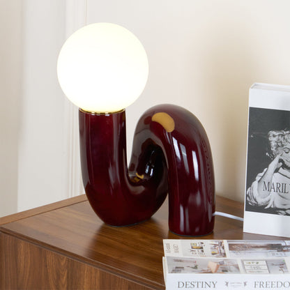 N Shape Table Lamp | Resin & Glass | Pink, Blue, White, Dark Red