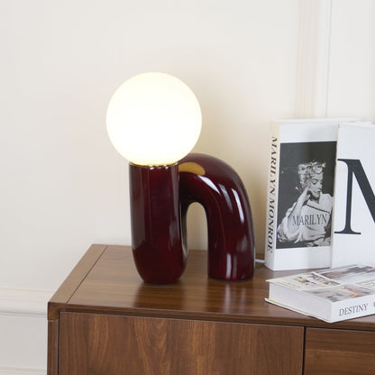 N Shape Table Lamp | Resin & Glass | Pink, Blue, White, Dark Red