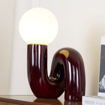 N Shape Table Lamp | Resin & Glass | Pink, Blue, White, Dark Red