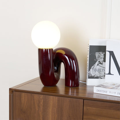 N Shape Table Lamp | Resin & Glass | Pink, Blue, White, Dark Red