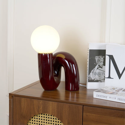 N Shape Table Lamp | Resin & Glass | Pink, Blue, White, Dark Red