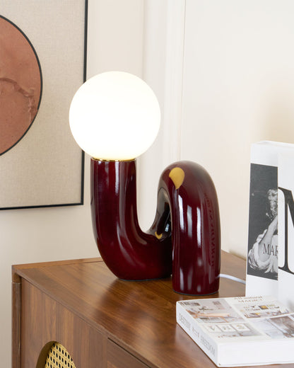 N Shape Table Lamp | Resin & Glass | Pink, Blue, White, Dark Red