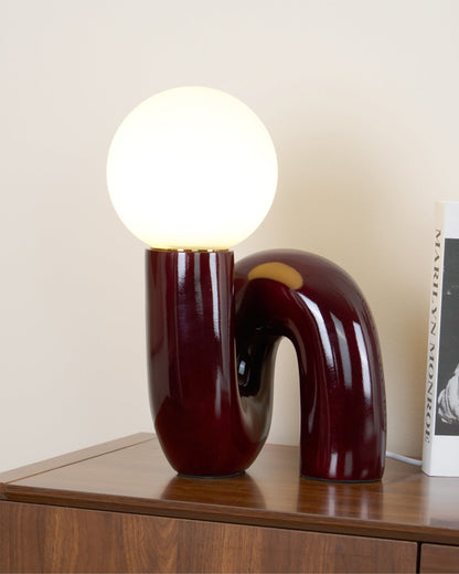 N Shape Table Lamp | Resin & Glass | Pink, Blue, White, Dark Red