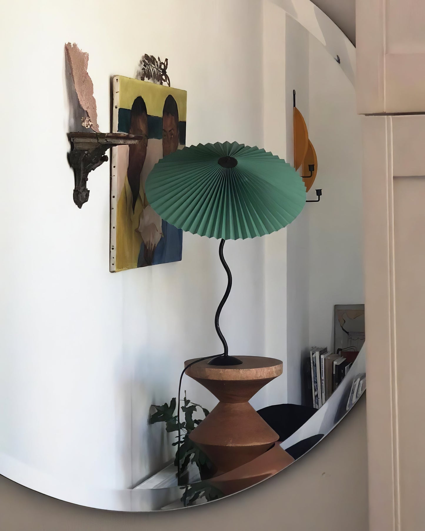 Table Lamp | Handcrafted Iron Base | Beige & White Shade