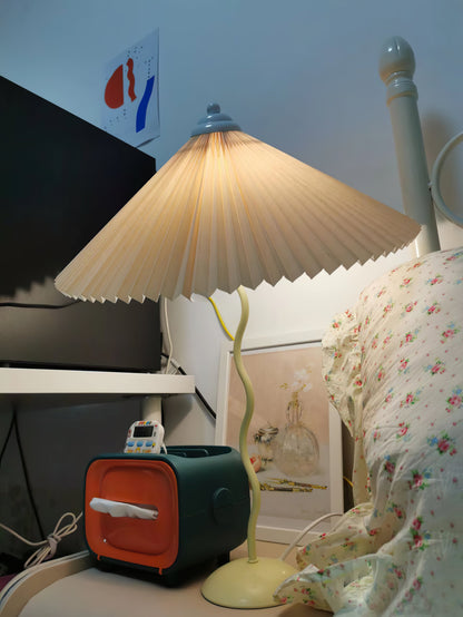 Table Lamp | Handcrafted Iron Base | Beige & White Shade