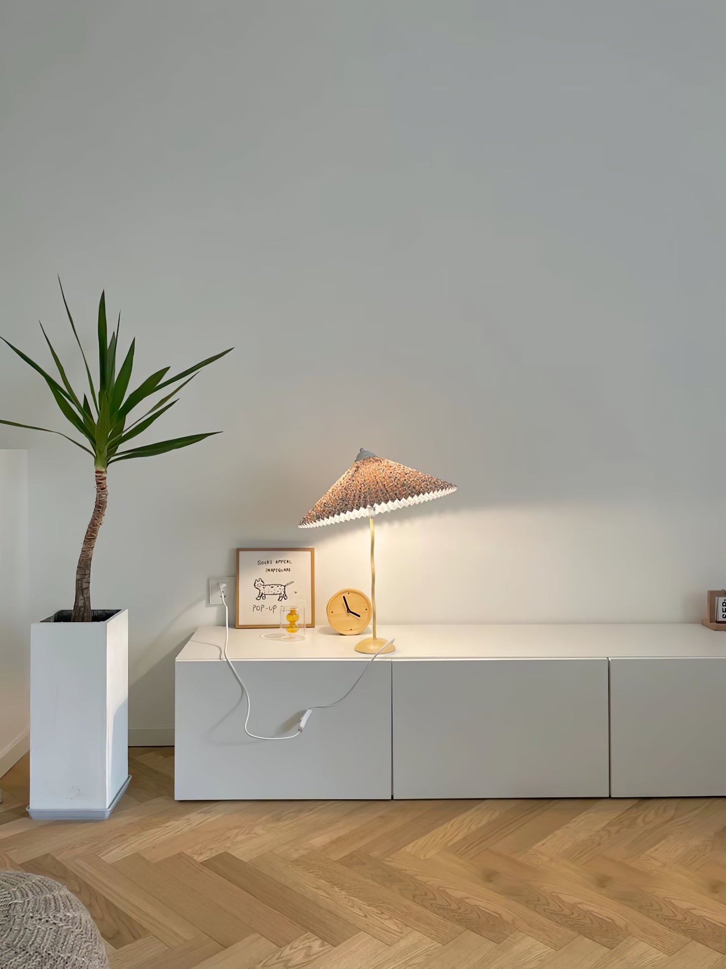 Table Lamp | Handcrafted Iron Base | Beige & White Shade