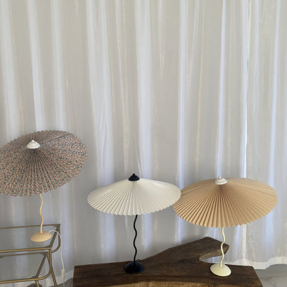 Table Lamp | Handcrafted Iron Base | Beige & White Shade