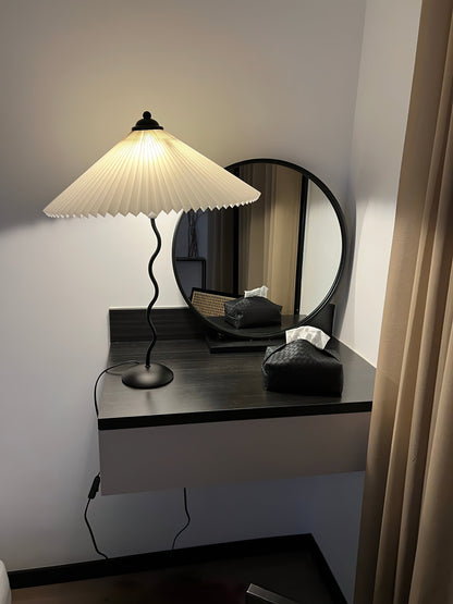 Table Lamp | Handcrafted Iron Base | Beige & White Shade