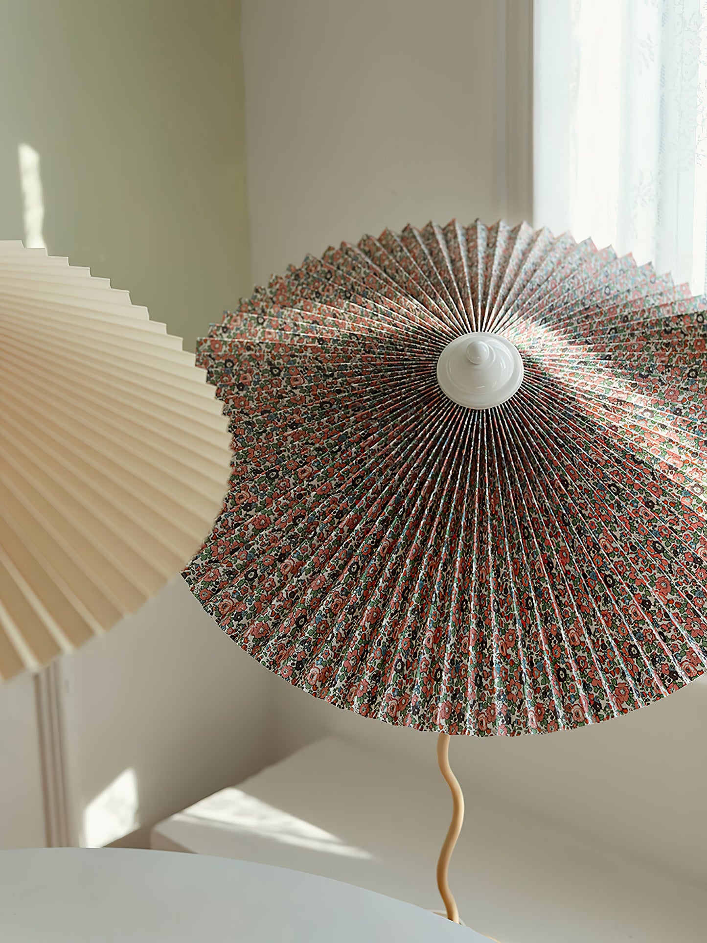 Table Lamp | Handcrafted Iron Base | Beige & White Shade
