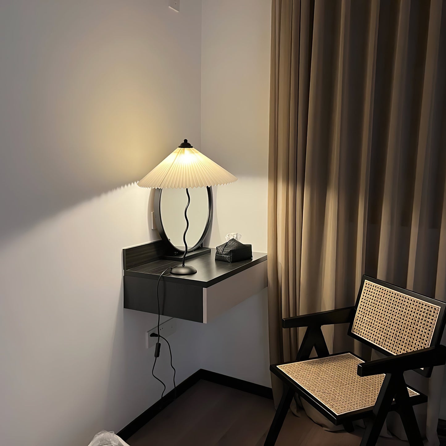 Table Lamp | Handcrafted Iron Base | Beige & White Shade