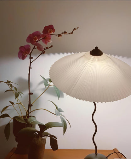 Table Lamp | Handcrafted Iron Base | Beige & White Shade