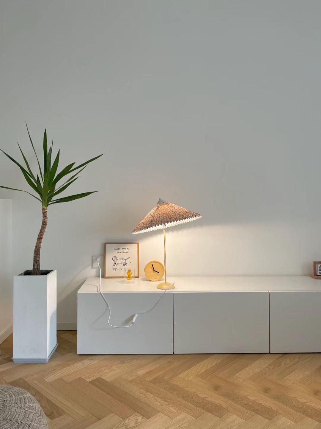 Table Lamp | Handcrafted Iron Base | Beige & White Shade