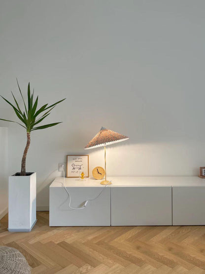 Table Lamp | Handcrafted Iron Base | Beige & White Shade
