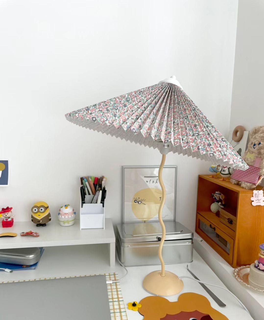 Table Lamp | Handcrafted Iron Base | Beige & White Shade