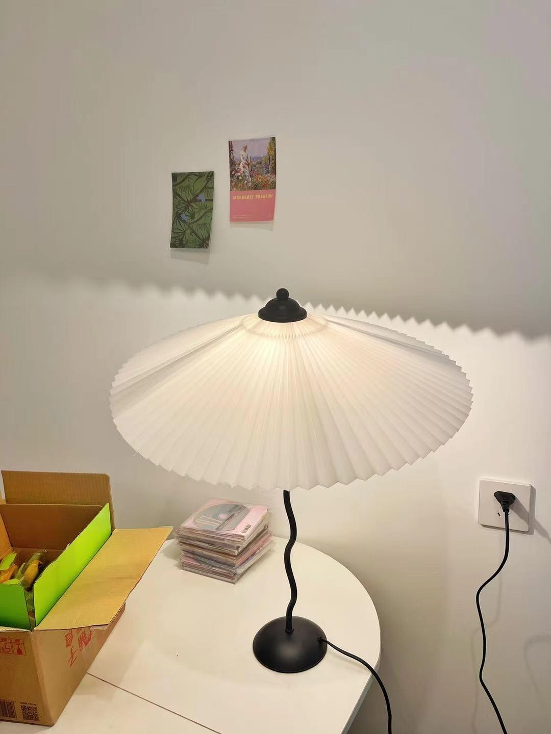 Table Lamp | Handcrafted Iron Base | Beige & White Shade