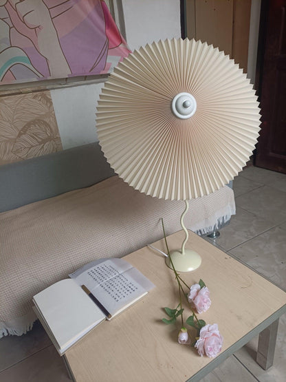 Table Lamp | Handcrafted Iron Base | Beige & White Shade
