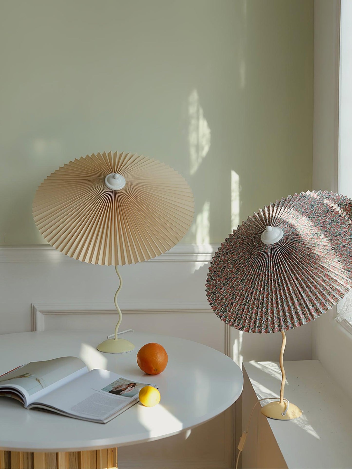 Table Lamp | Handcrafted Iron Base | Beige & White Shade
