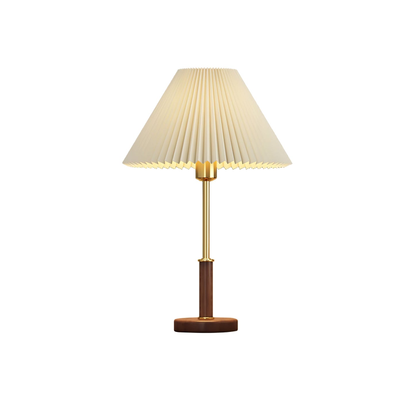 Table Lamp | Walnut Wood Base & White Fabric Shade | 36cm Diameter