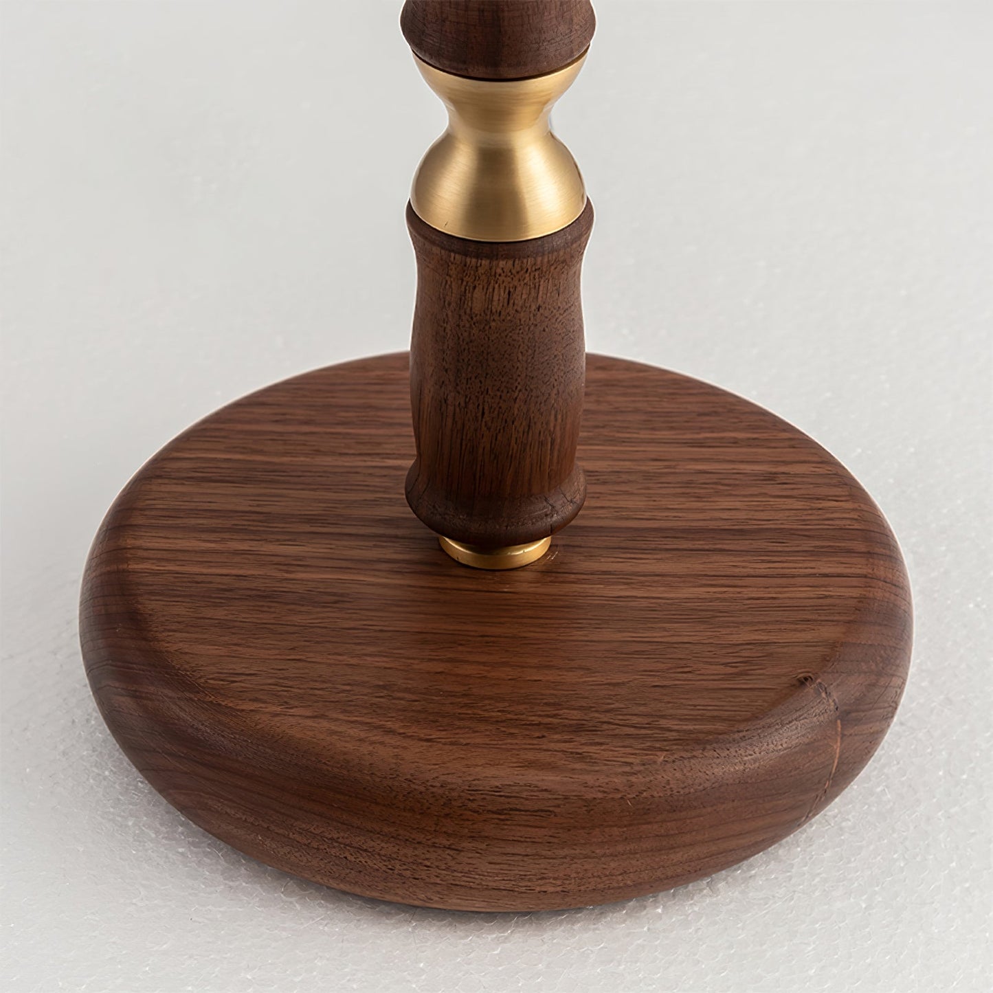 Table Lamp | Walnut Wood Base & White Fabric Shade | 36cm Diameter