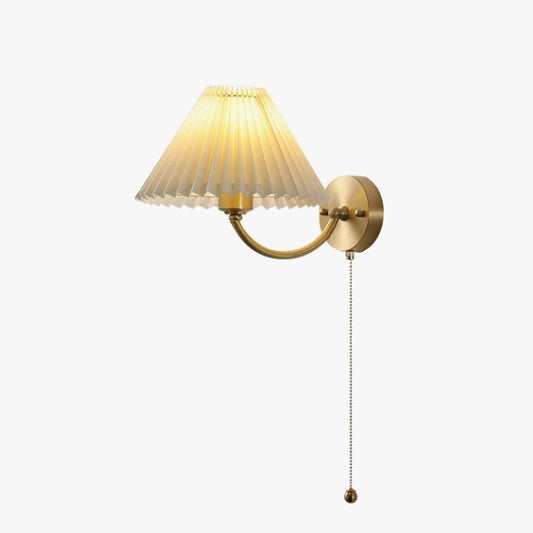 Pleated Wall Lamp Set | Brass & White Fabric | Set of 2