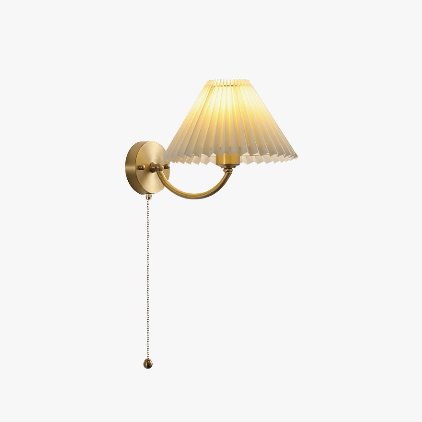 Pleated Wall Lamp Set | Brass & White Fabric | Set of 2
