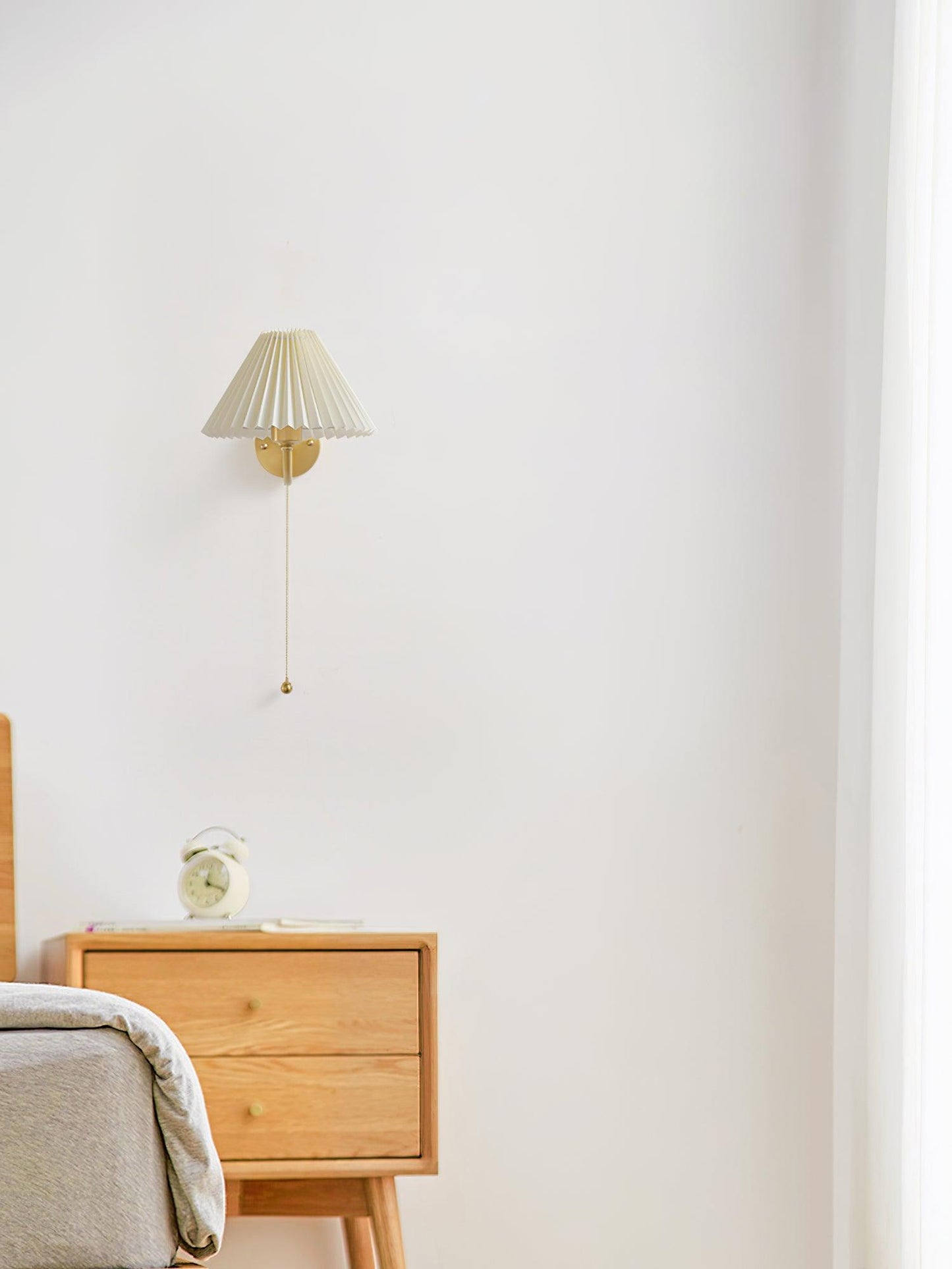 Pleated Wall Lamp Set | Brass & White Fabric | Set of 2