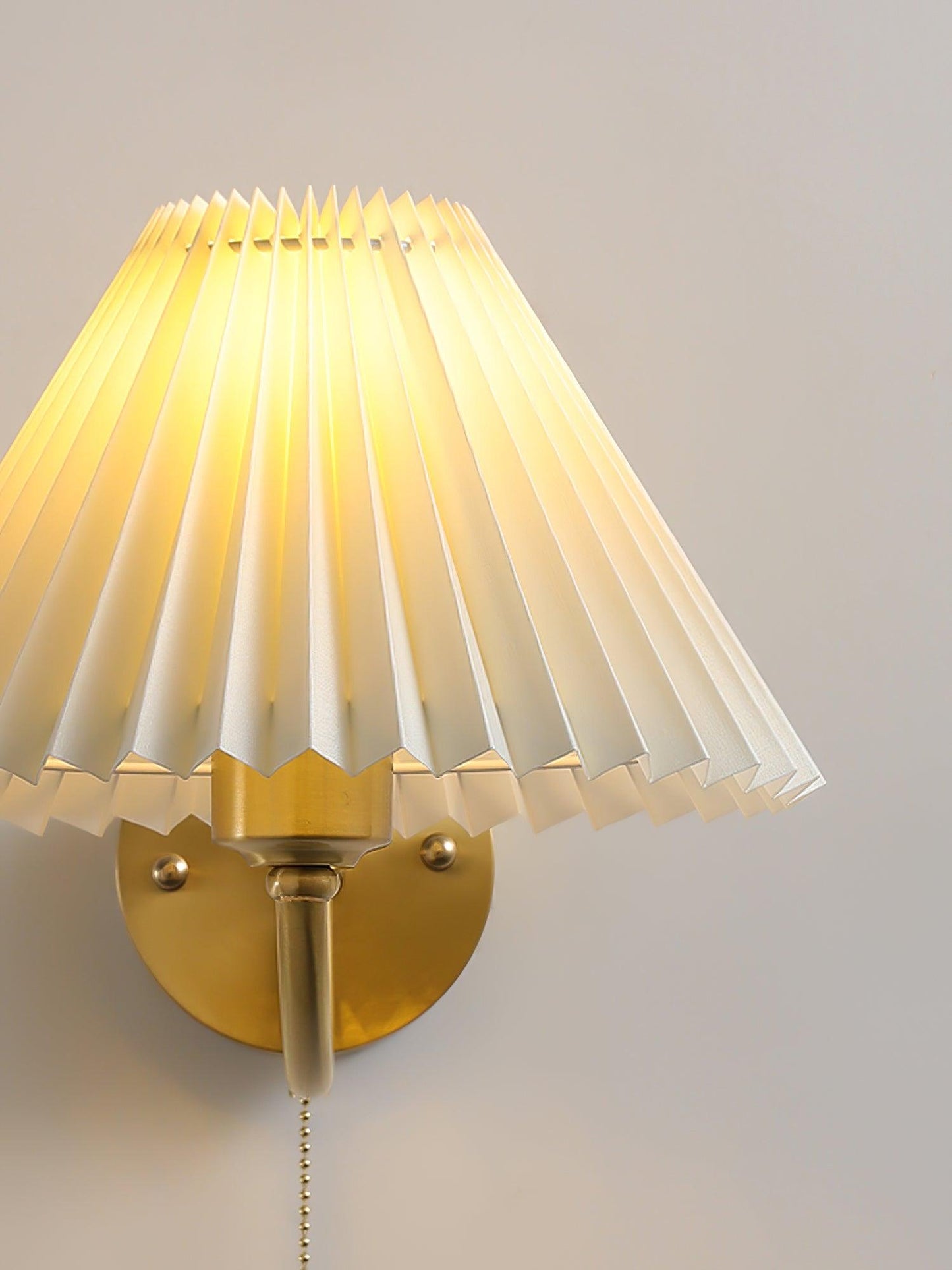 Pleated Wall Lamp Set | Brass & White Fabric | Set of 2