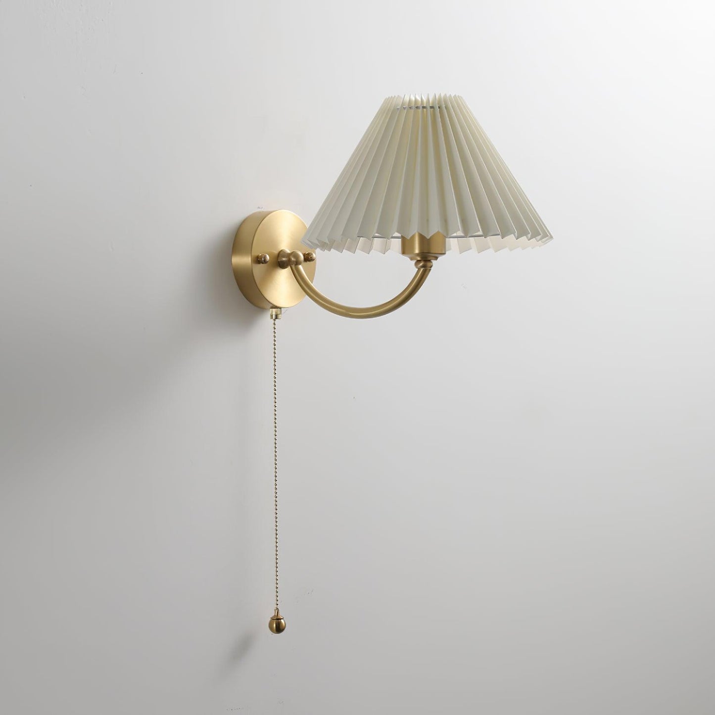 Pleated Wall Lamp Set | Brass & White Fabric | Set of 2