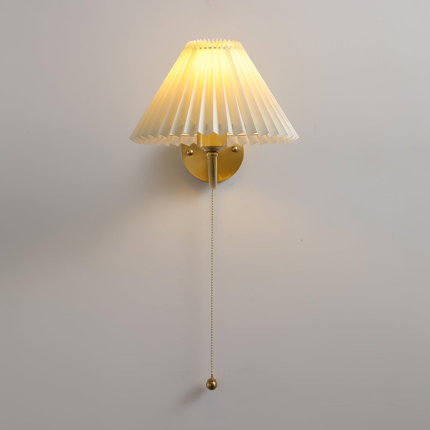 Pleated Wall Lamp Set | Brass & White Fabric | Set of 2