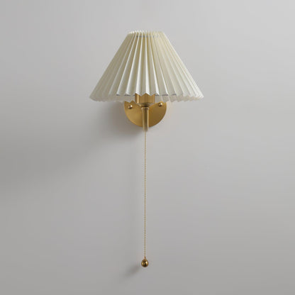Pleated Wall Lamp Set | Brass & White Fabric | Set of 2