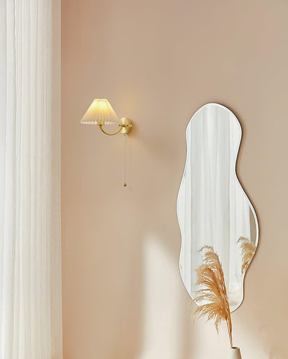 Pleated Wall Lamp Set | Brass & White Fabric | Set of 2