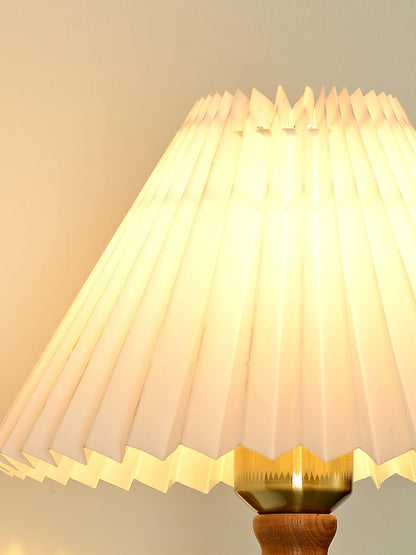 Walnut Wall Light | Pleated Fabric | Set of 2