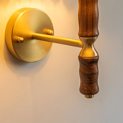Walnut Wall Light | Pleated Fabric | Set of 2