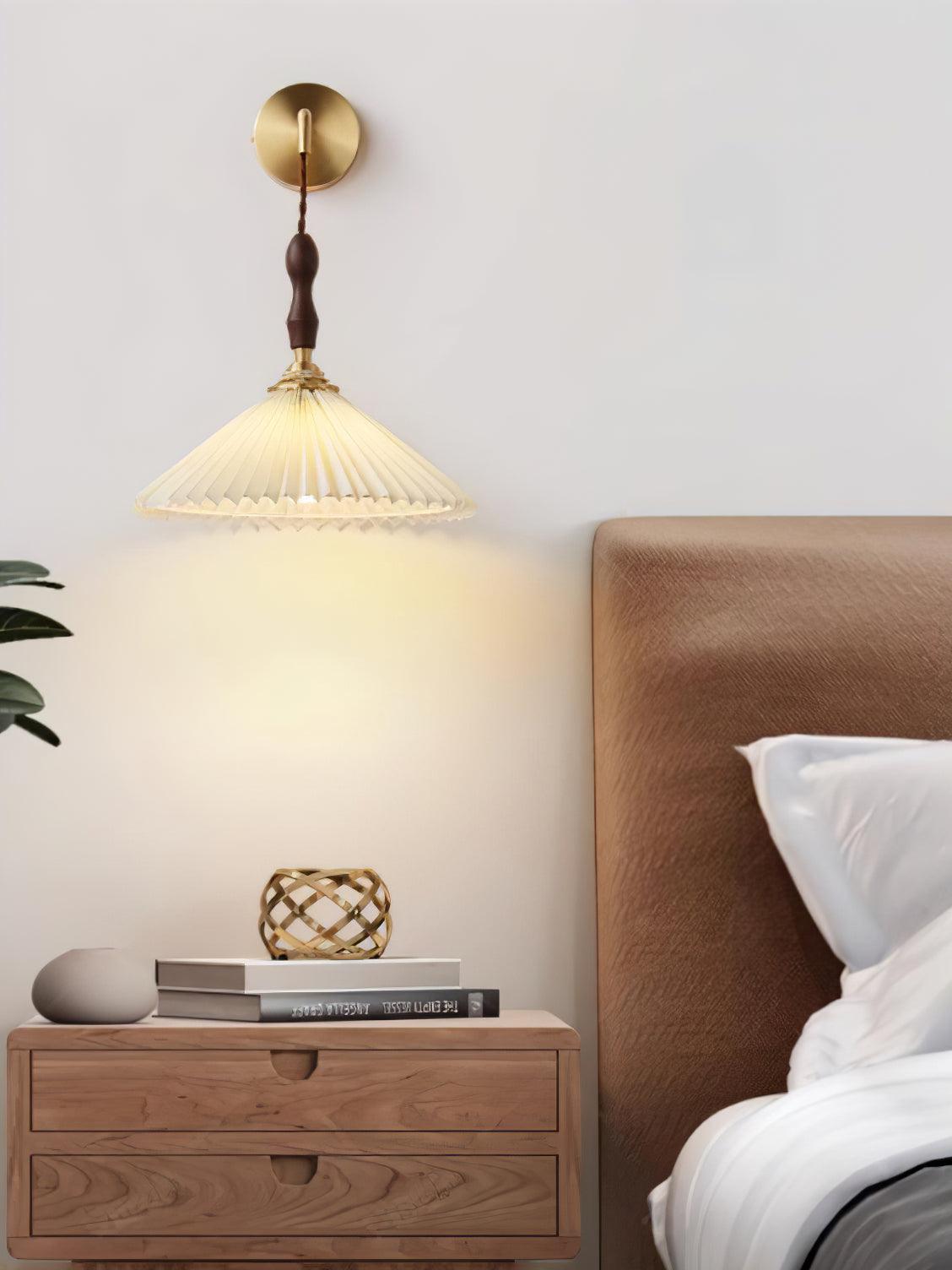 Wooden Wall Lamp | Walnut & Brass | Set of 2