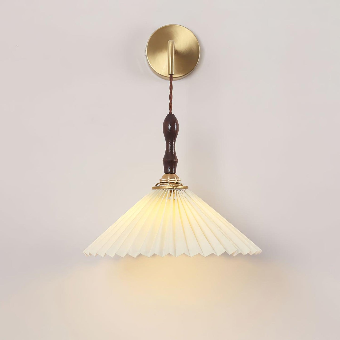 Wooden Wall Lamp | Walnut & Brass | Set of 2