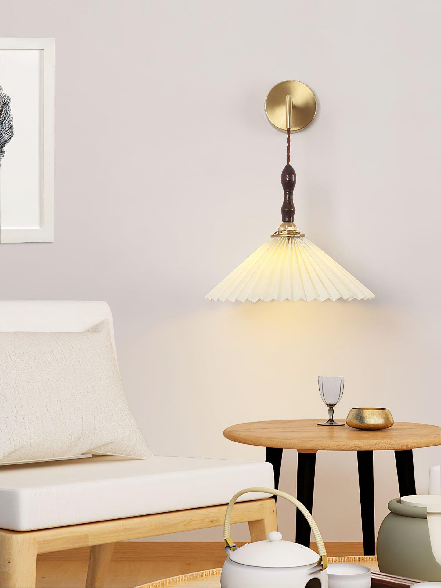 Wooden Wall Lamp | Walnut & Brass | Set of 2