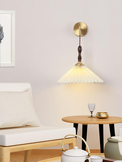 Wooden Wall Lamp | Walnut & Brass | Set of 2