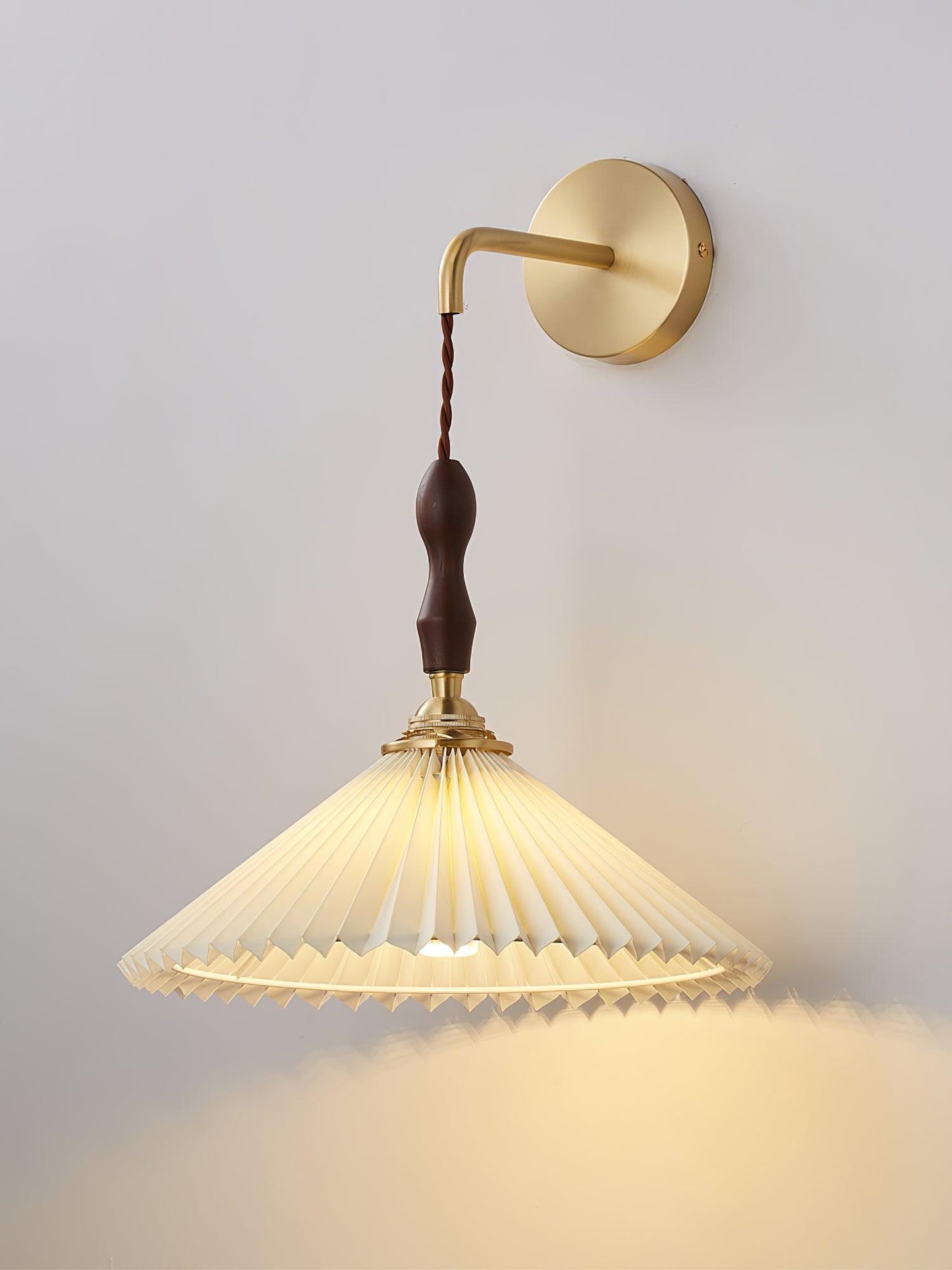 Wooden Wall Lamp | Walnut & Brass | Set of 2